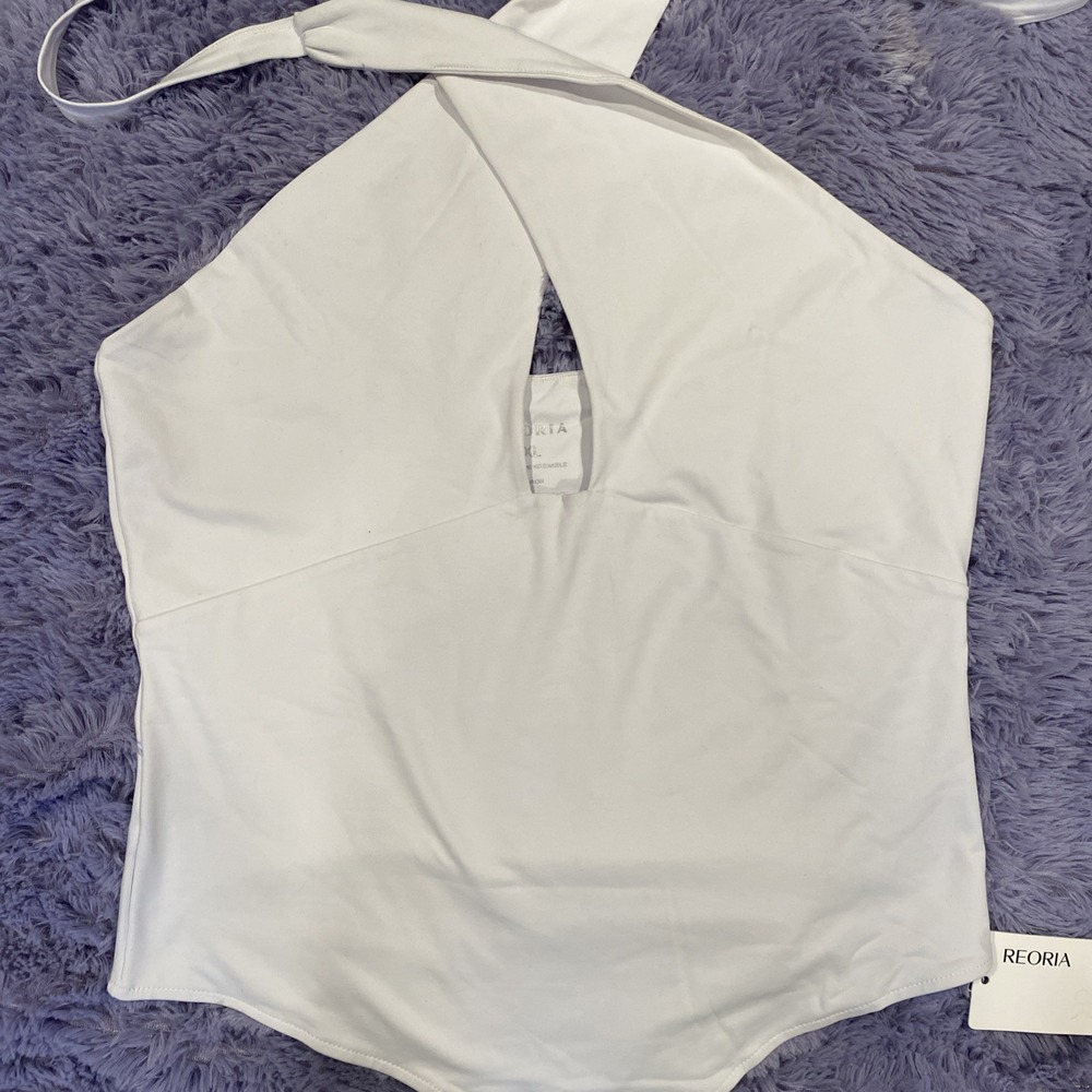 Reoria White Halter Tie Bodysuit Size XL - Picture 2 of 6